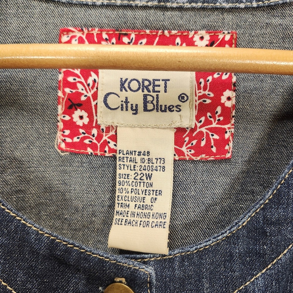 Koret City Blues VTG 2-Piece Set‎ Top & Pants Plus 22 W Blue Denim Patchwork - Picture 3 of 15